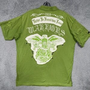 VTG Blac Label Warriors Shirt Men 2XL XXL Green Polo Rather Be Feared Than Loved